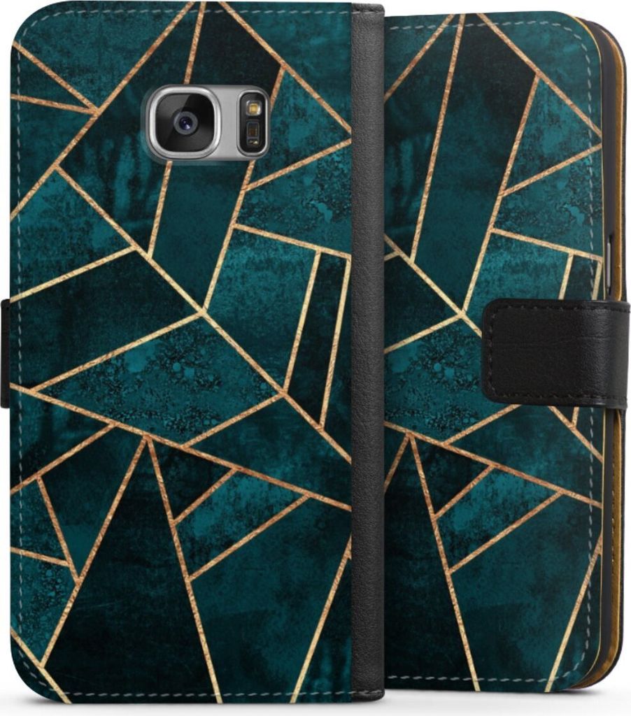 DeinDesign Klapphülle für Samsung Galaxy S7 Handytasche Lederhülle Tasche Elisabeth Fredriksson Gold & Kupfer Stein