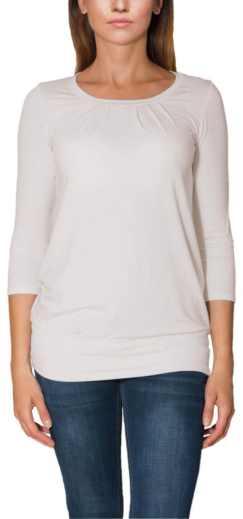Alkato Damen Viskose Shirt 3/4 Arm Longshirt Top, Farbe: Taupe Beige, Größe: XXL