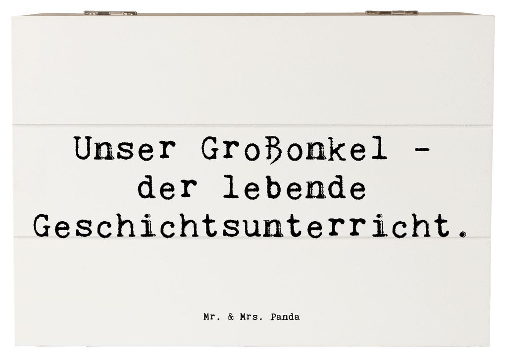 Mr. & Mrs. Panda Box Spruch Großonkel Geschichtsunterricht 22 x 15 cm - Weiß - Geschenk, Verwandtschaftsbeziehung, Familientradition, Freude, ges...