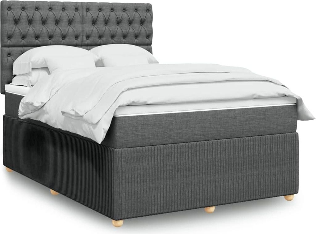 Maison Exclusive - Boxspringbett mit Matratze Dunkelgrau 140x190 cm Stoff