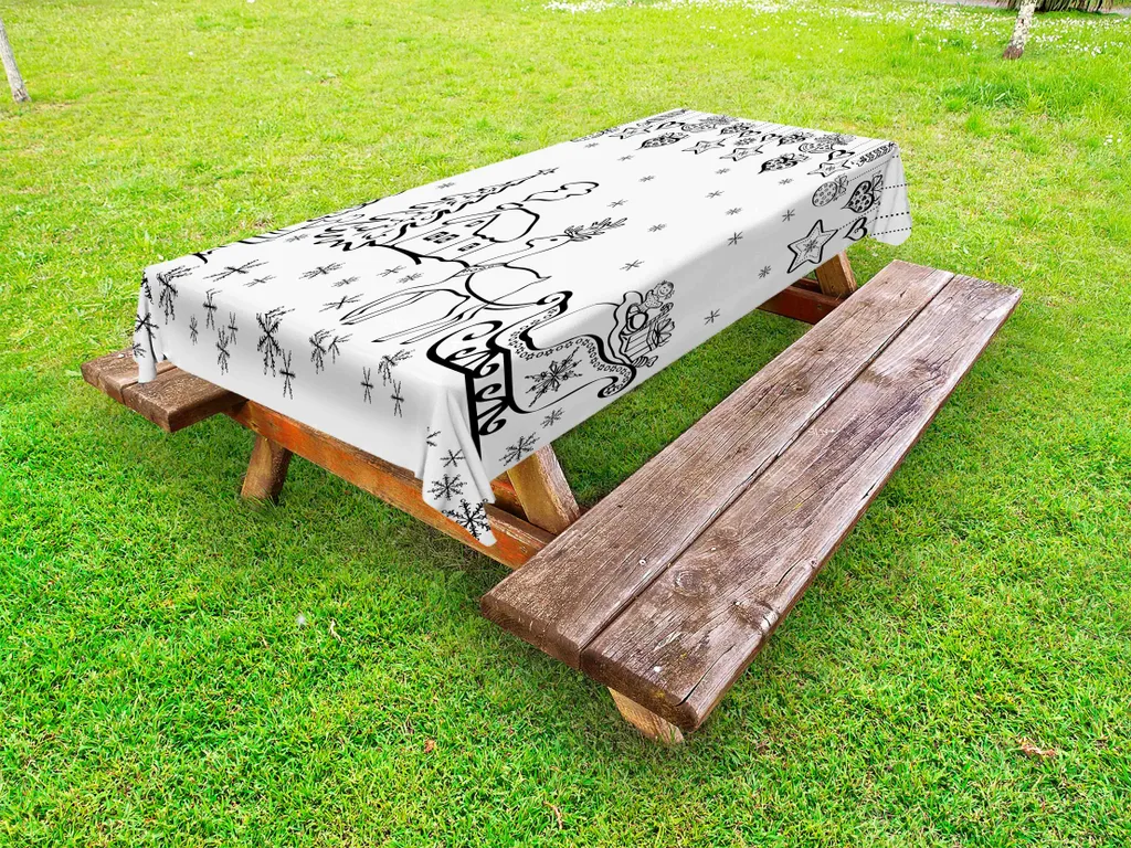Tovaglia Natalizia da Esterno 145x265 cm | ABAKUHAUS Bianco e Nero