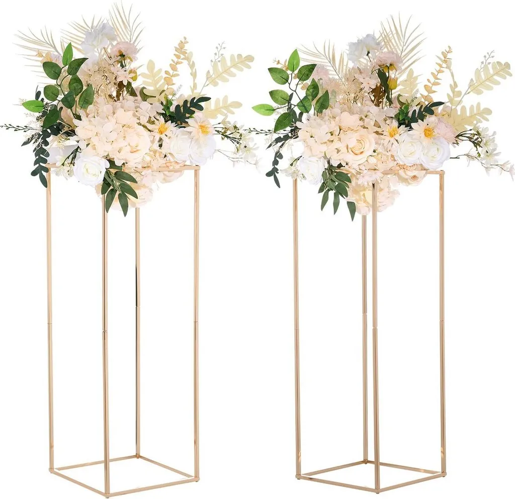 Colonnes de fleurs mariage dorées 80cm présentoir de table en métal