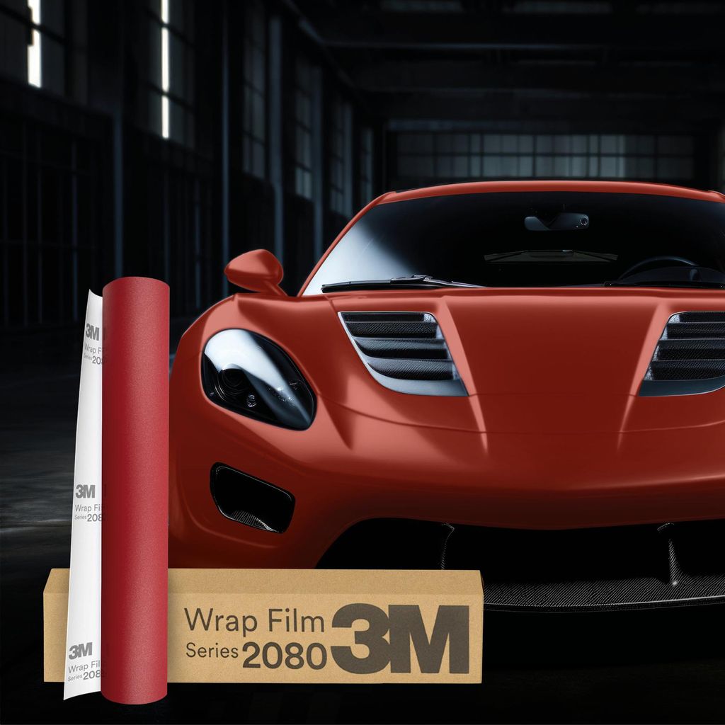 3M 2080 Car Wrapping Folie 30x152 cm M203 Matte Red Metallic – Premium Autofolie, 3D verformbar, bis 8 Jahre Haltbarkeit