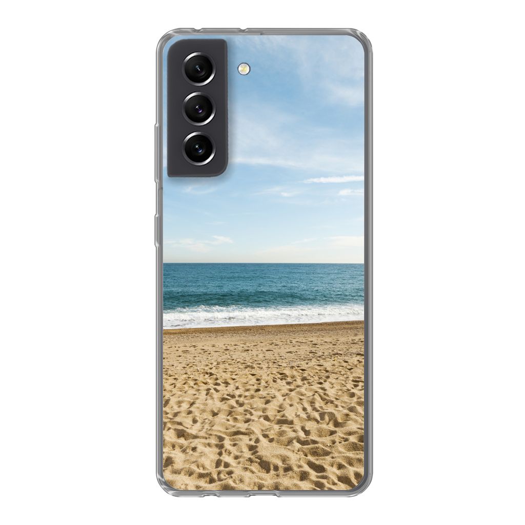 MuchoWow Handyhülle Schutzhülle Hülle für Samsung Galaxy S21 FE Strand - Sand - Meer Silikon Softcase Handy Hülle - Mobiltelefonhülle