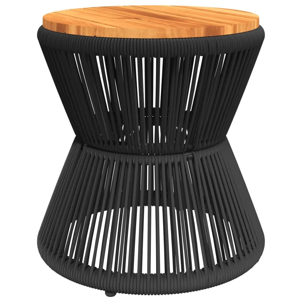 Tavolino Basso Salotto in Legno Acacia Ø 45x44 cm Struttura Nera