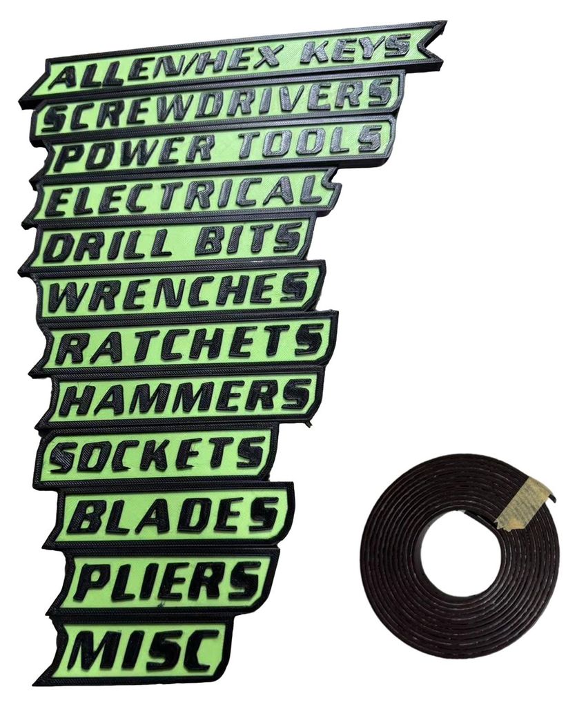 1/10/12 Stück Magnetische Werkzeugkasten-Etiketten, gut lesbar, wiederverwendbar, 3D-Magnet-Werkzeugkasten-Organizer-Etiketten, multifunktionale M...