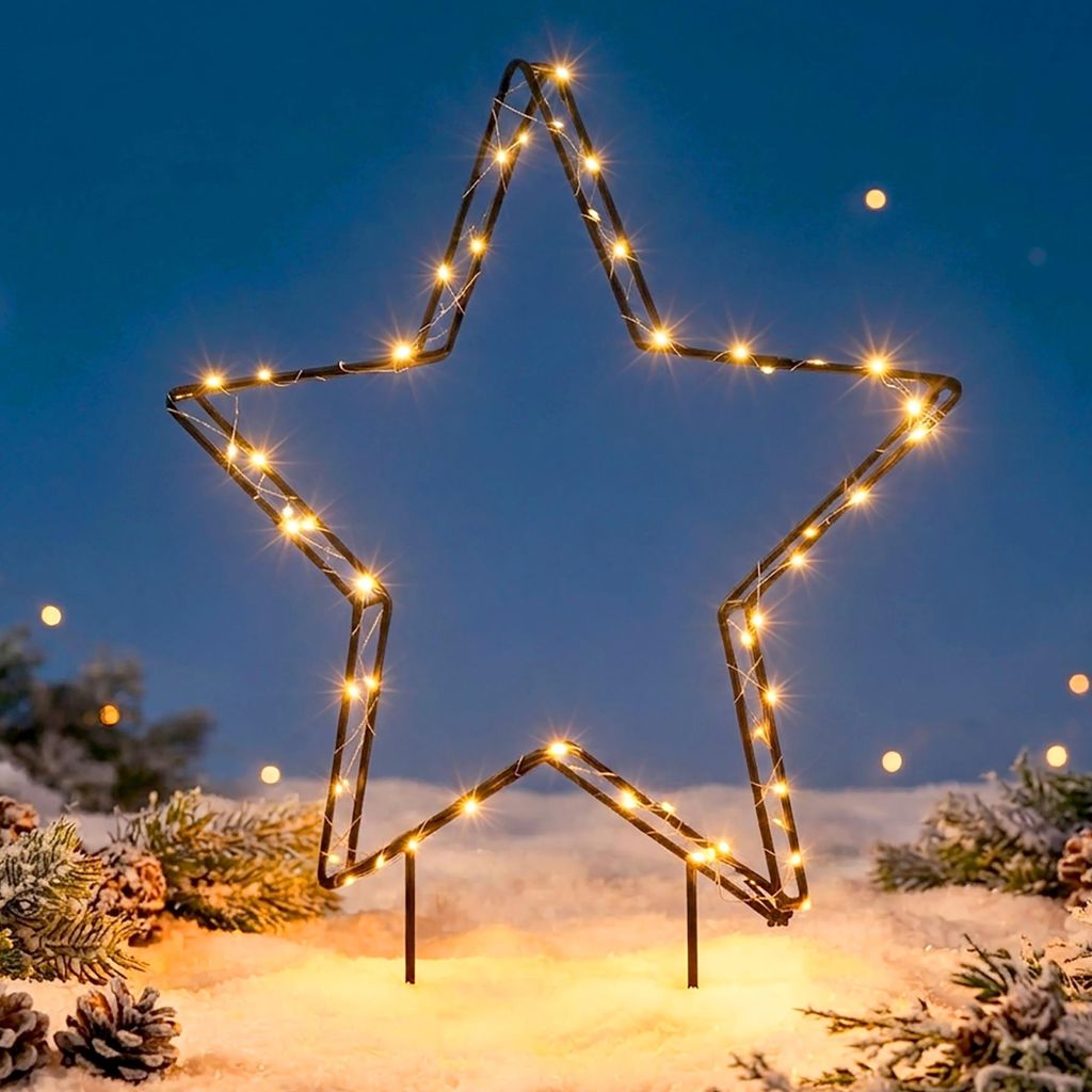 LED Gartenstecker Stern 54 cm für Außen und Innen mit Timer Produktbild 