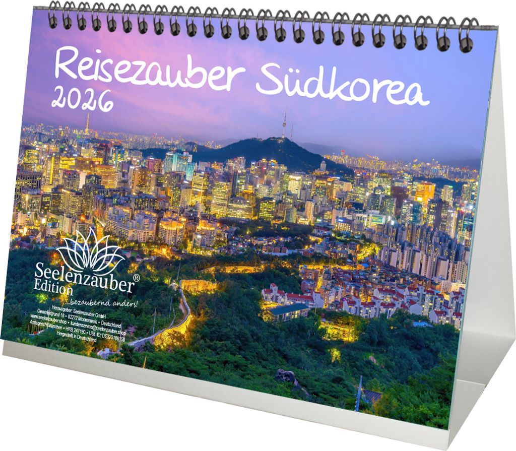Reisezauber Südkorea DIN A5 Tischkalender für 2026 Seoul Asien K-Pop Urlaub Reise Stadt und Land - Seelenzauber