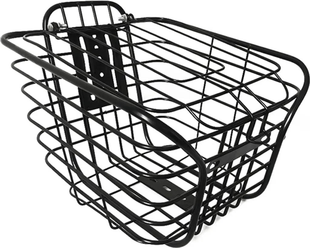 Panier Avant de Vélo en Fer Noir Grand Volume avec Couvercle de Sécurité
