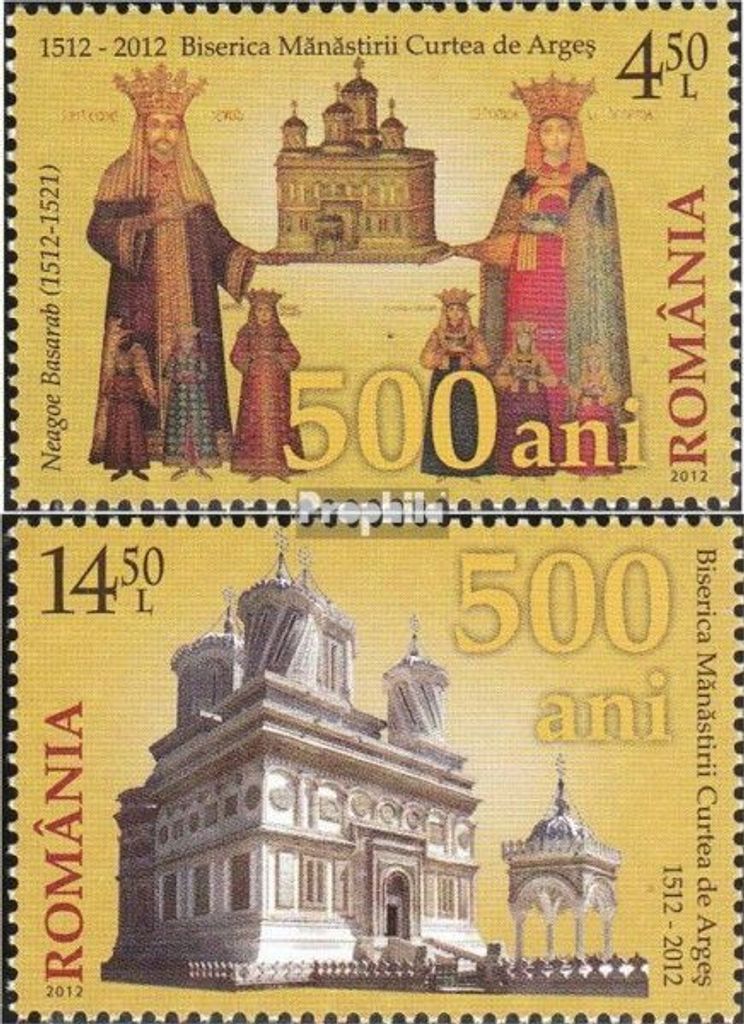 Briefmarken Rumänien 2012 Mi 6654-6655 (kompl.Ausg.) postfrisch 500 Jahre Klosterkirche