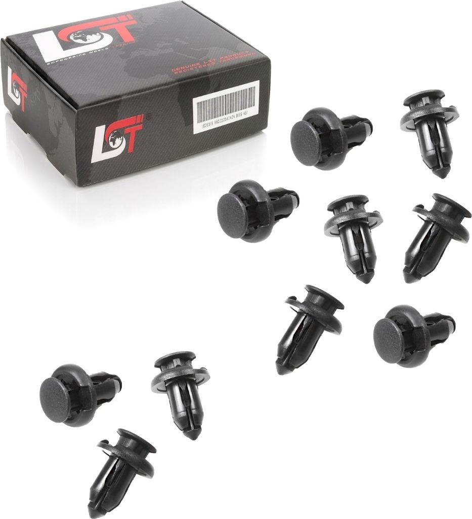 10x Universal Befestigungs Clips Spreizniete Ø 10mm schwarz