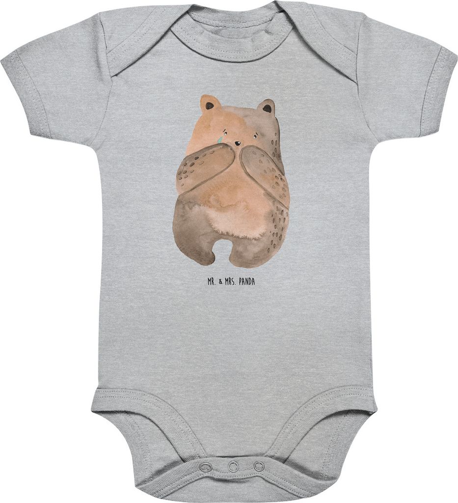 Mr. & Mrs. Panda Strampler Baby Bär Verlust 3. - 6. Monat - Heather Grey - Geschenk, Einteiler, Babybody, babykleidung body, Teddy, Kurzarmbody