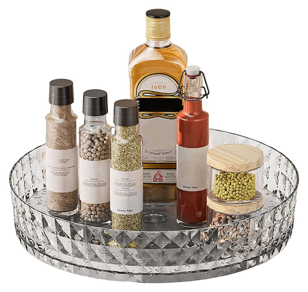 Drehbarer Lazy Susan Organizer, transparent, vielseitig einsetzbar, für die Küchenarbeitsplatte, als Gewürzregal, Kosmetikablage und 360°-Dreht...
