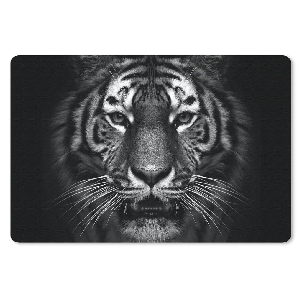 MuchoWow Mauspad Mousepad Tiger - Tiere - Schwarz - Weiß - Porträt - Wild 27x18 cm - Mousepads - Maus Mat - Pad - Mausunterlage - Büroartikel ...