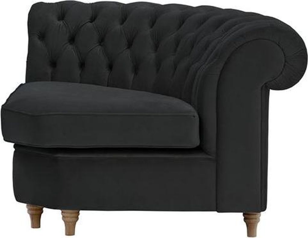 Chesterfield Modul - Eckmodul, abgerundet-Velluto-20-wax-black