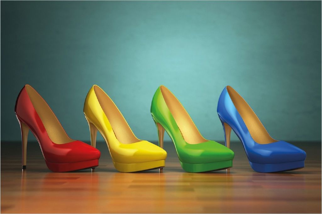 Wallario Poster - Bunte Schuhe - High Heels für Frauen, Kunstdruck Größe: 100 x 150 cm