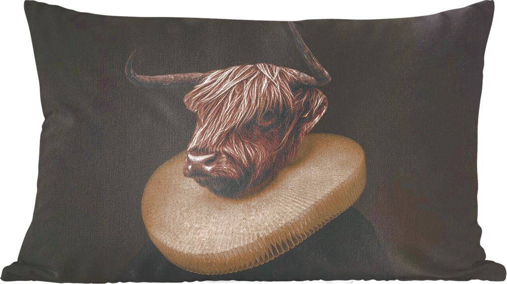 MuchoWow Zierkissen Sofakissen Wohnzimmer Dekokissen 50x30 cm Alte Meister - Schottische Hochlandrind - Kunst - Wohnzimmerdekoration - Polster mi...