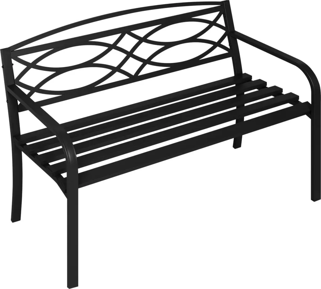Banc de jardin 127cm en métal noir - Dossier ergonomique et charge 220 kg