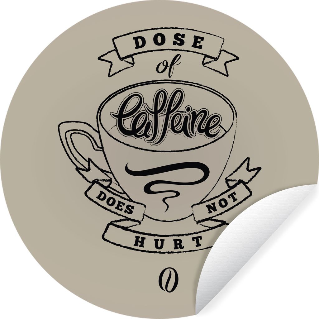 MuchoWow Runde Wandtattoo - Wandsticker Tapete Aufkleber Eine Dosis Koffein tut nicht weh - Sprichwörter - Vintage - Zitate - Kaffee Ø 100 cm S...