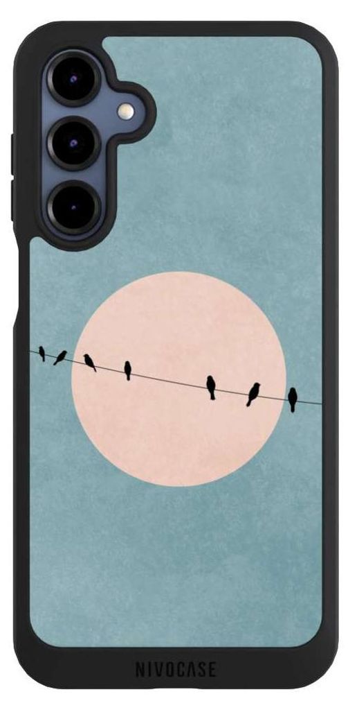 NIVOCASE Handyhülle für Samsung Galaxy A16 5G Hülle NIVOpure Case Schwarz Mond Vogel türkis