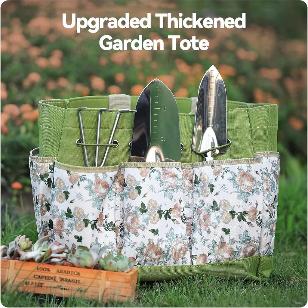 Gartenwerkzeug Set,9 Stš¹ck Garten Werkzeug mit Gartenger?te Organizer Handtasche, Rostfreies und ergonomisches Gartenger?te Set, Ideale Gartenge...