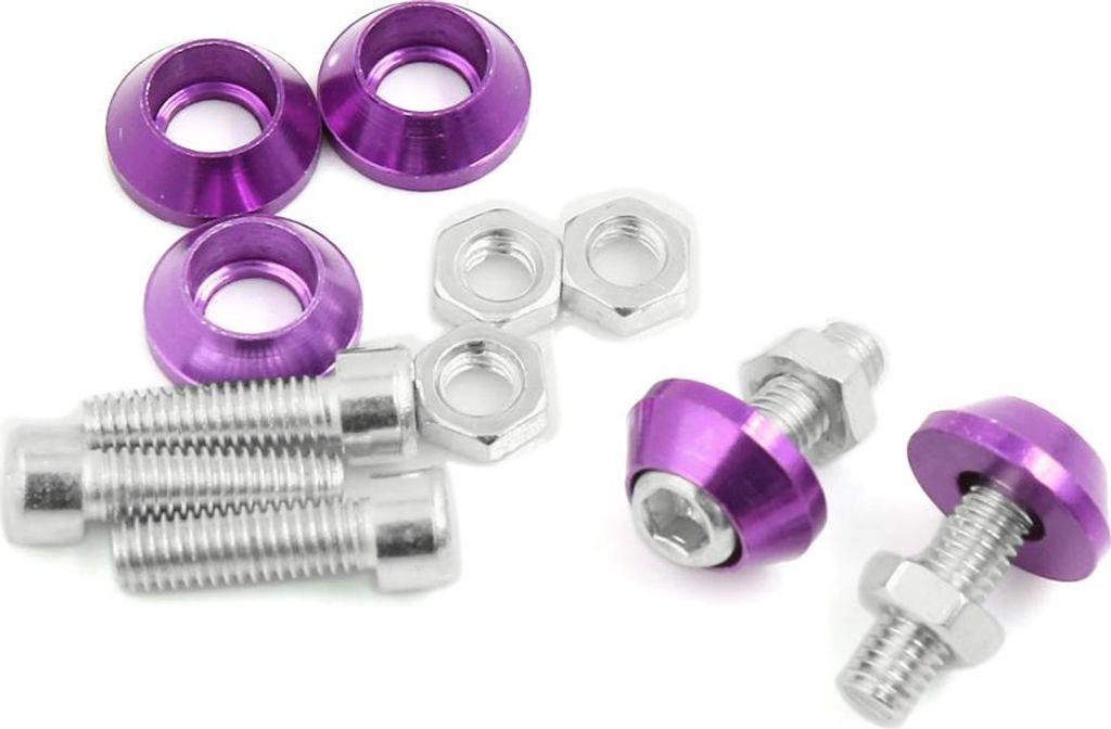 M6 violett Metall Kegelspitze Kennzeichenrahmen Muttern Schrauben 5stk für Motorrad DE de