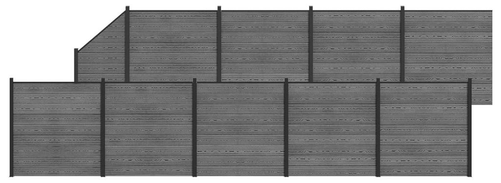 Möbel Zaunelement 10 pcs WPC und Aluminium Grau - Metallzäune CC997