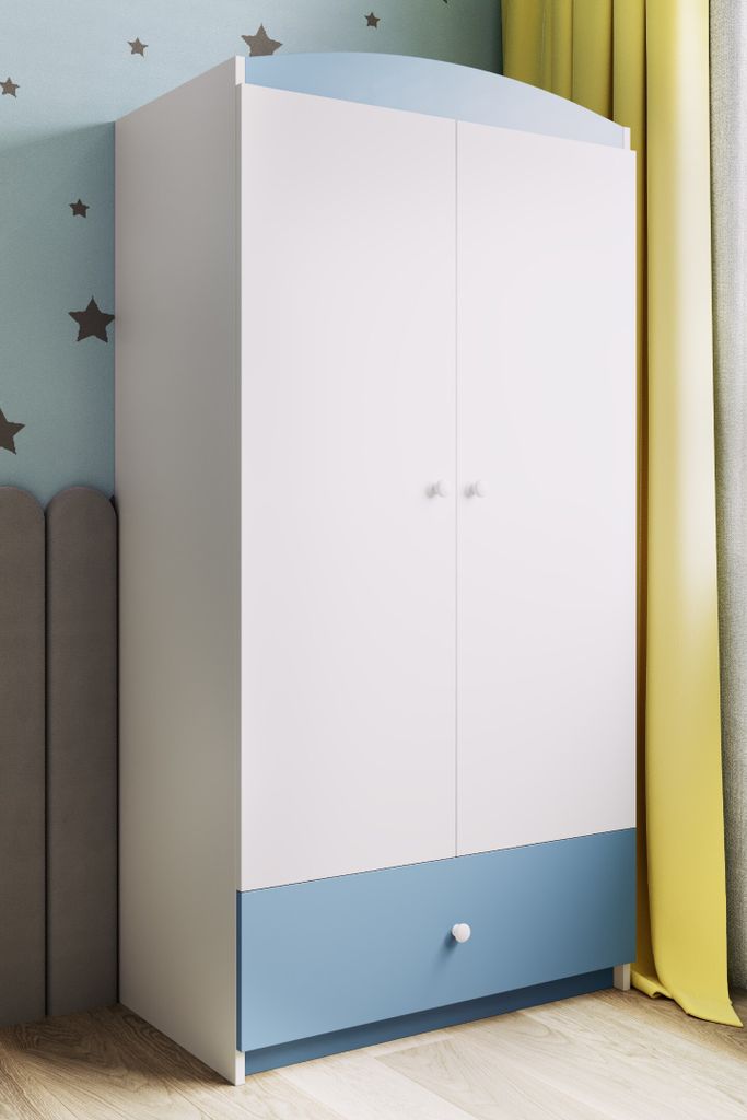 Kinderkleiderschrank Babydreams Drehtürenschrank Kleiderschrank Basic Blau