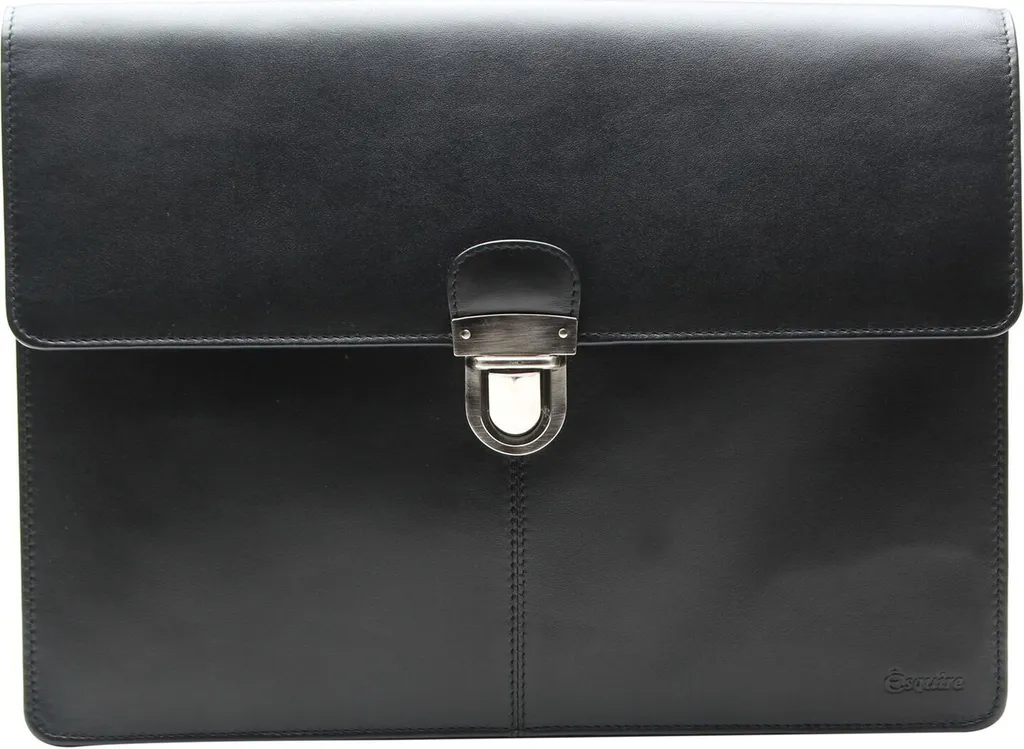 Esquire Cuir Mallette Oxford Document Case Black Noir - Sacoche Business