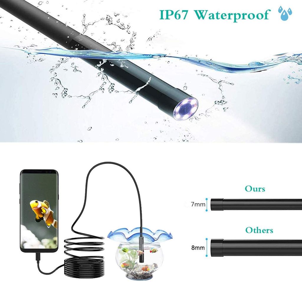 20 Meter 5.5mm USB Wasserdicht Endoskop 720P Kamera für Pipe Car Inspection DE 
