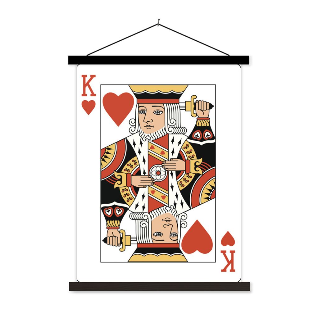 MuchoWow Textilposter Illustration einer Herz-König-Spielkarte 40x53 cm mit schwarzem Rahmen - Abbildung