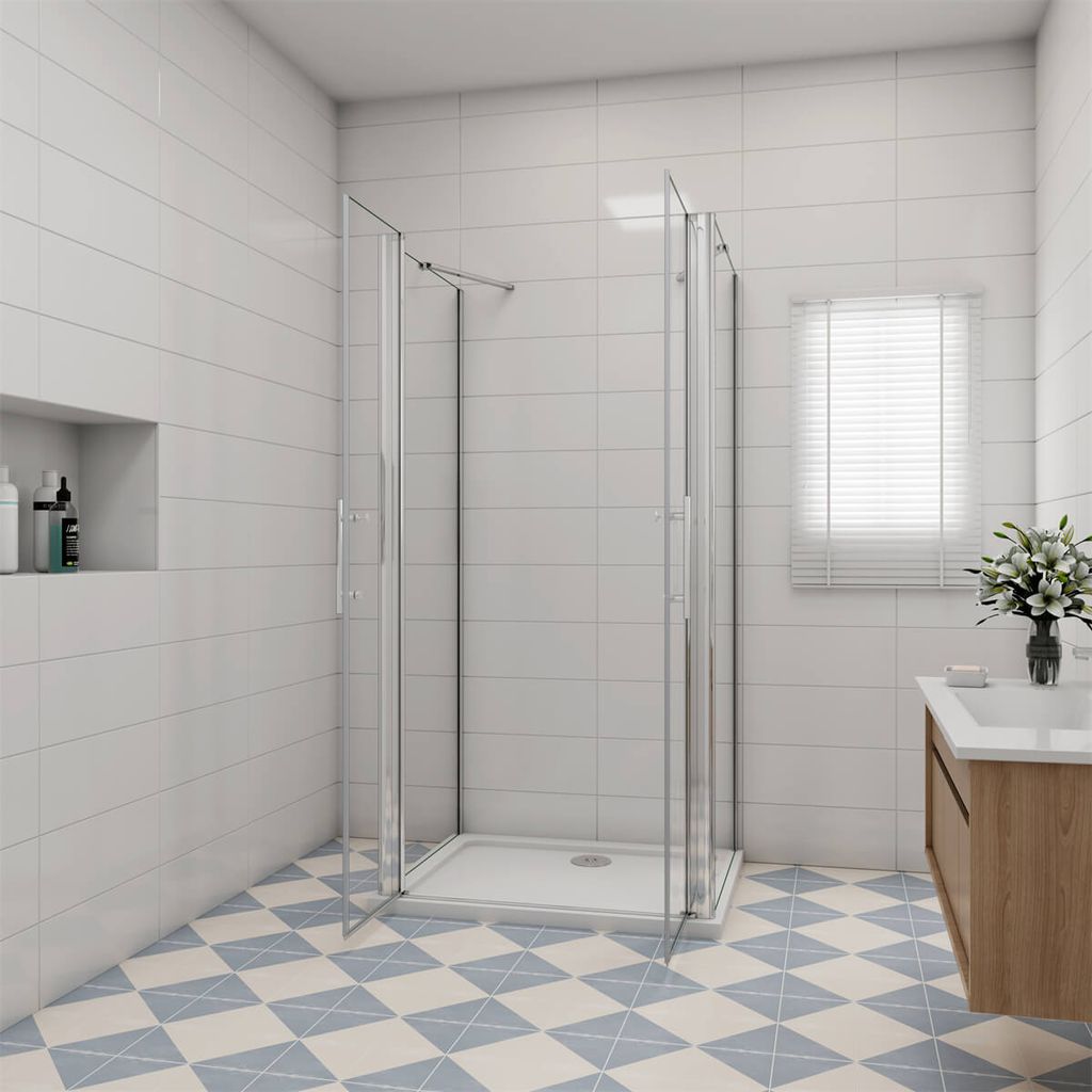 120x70cm 195cm 6mm U-Form Duschkabine Duschtür Pendeltür ESG Nano Glas Duschtür