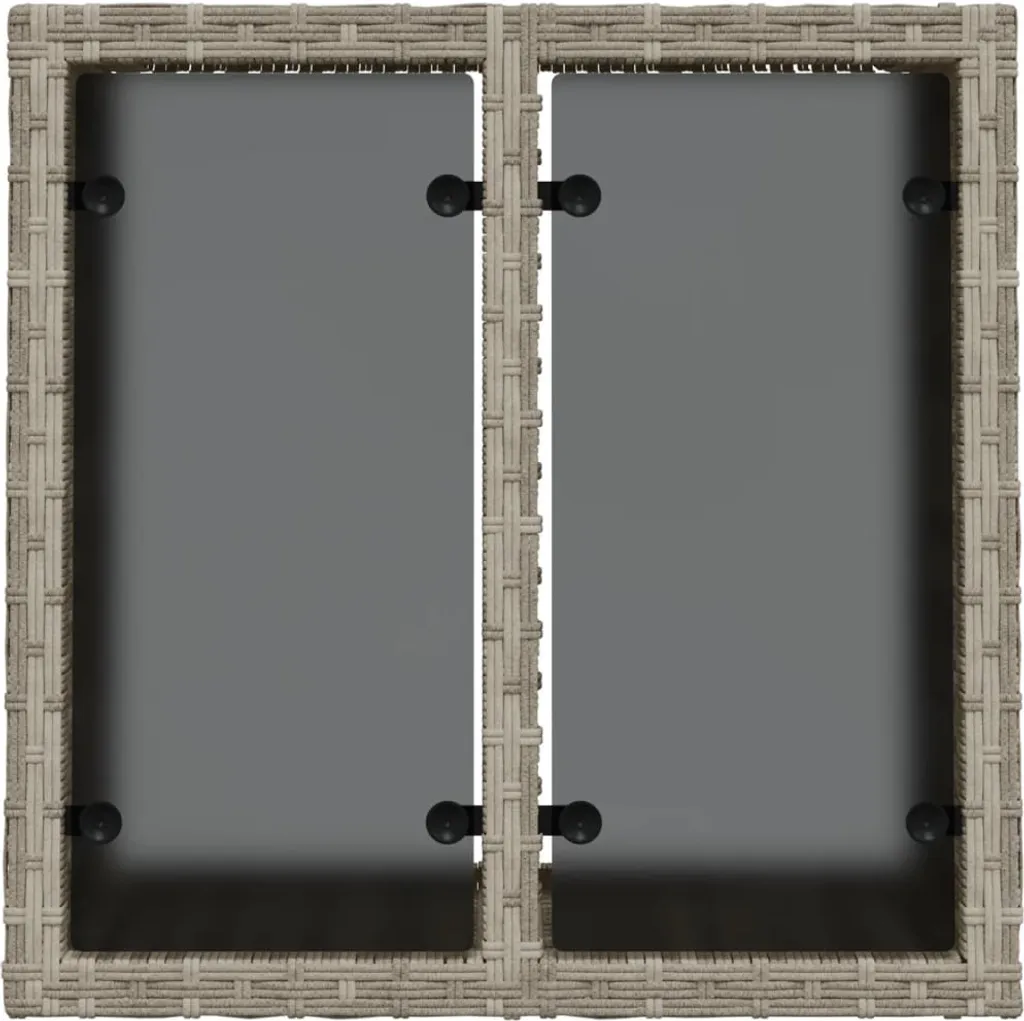 Tavolo da giardino con piano in vetro grigio chiaro 55x55x37 cm in poly rattan - 6