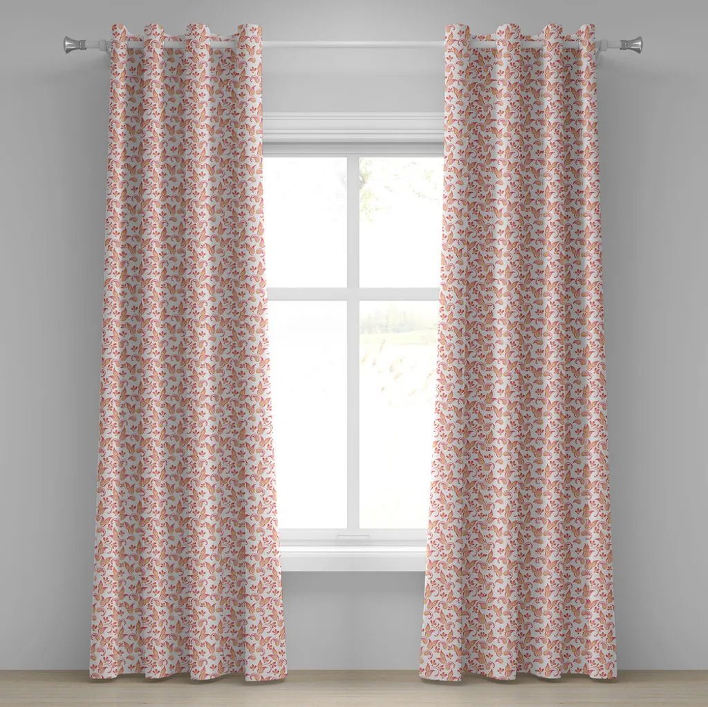 Tenda Floreale con Occhielli 280x175 ABAKUHAUS - Rosso Corallo Art - 1