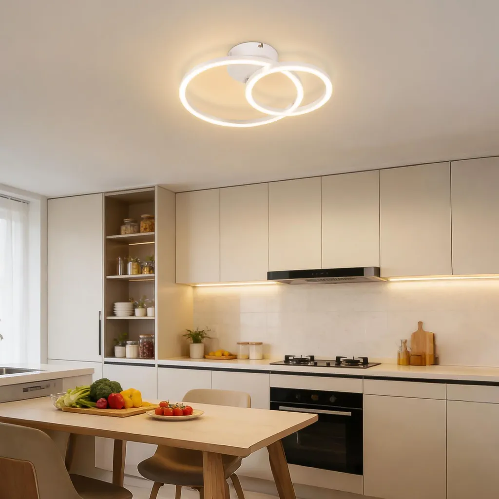 Plafonnier LED blanc chaud 3000K - Éclairage chic à 2 anneaux 40 cm - 5