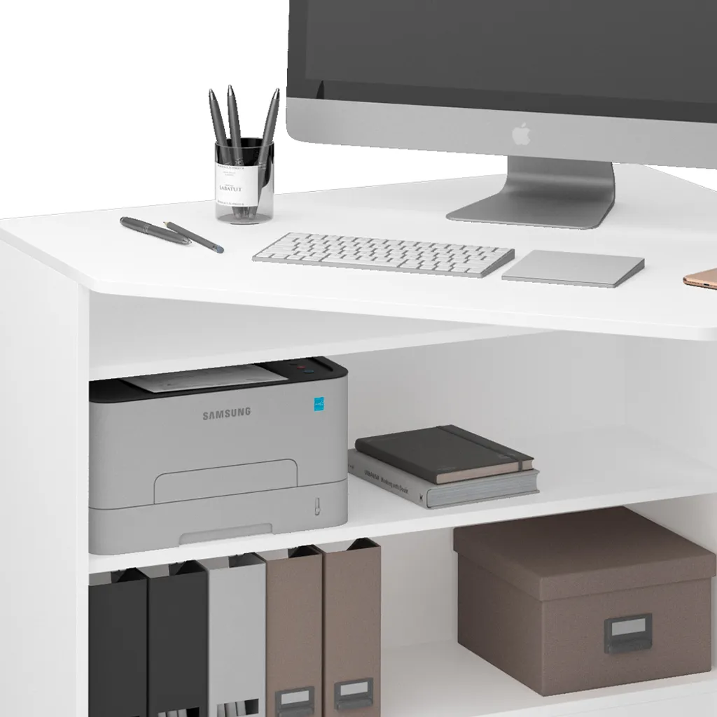 Bureau d'angle blanc compact Vicco Alvaro 94x94 cm Surface Résistante