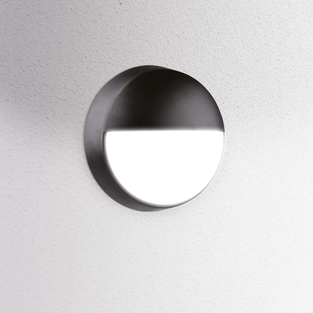 CENTURY Runde LED-Außenwandleuchte OASI CCT 14W 3000/4000/6500K IP54 Schwarz