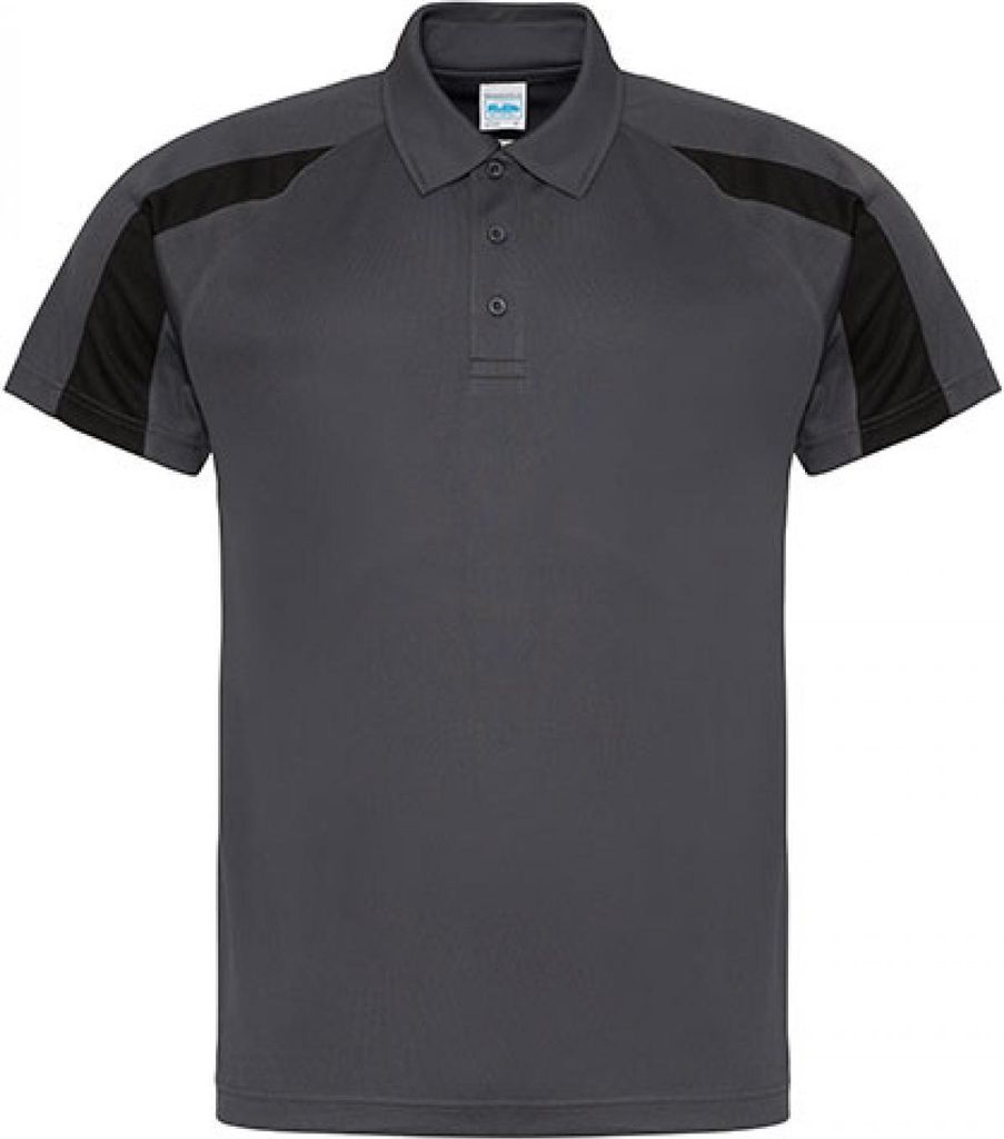 Just Cool JC043 | Contrast Cool Sport Poloshirt + WRAP - Farbe: Charcoal (Solid)/Jet Black - Größe: S