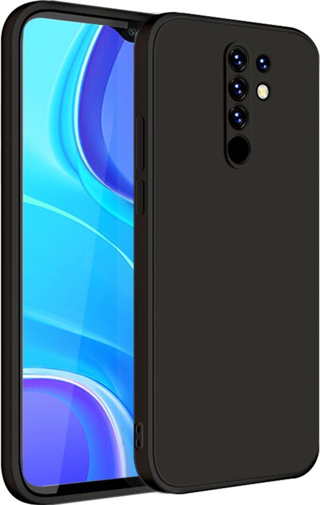 Redmi 9 Hülle, LaimTop Slim Liquid Silikon Gel Gummi Schutzhülle für Xiaomi Redmi 9 Schwarz