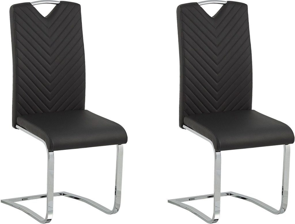 BELIANI Freischwingerstuhl 2er Set Schwarz Kunstleder mit Produktbild 