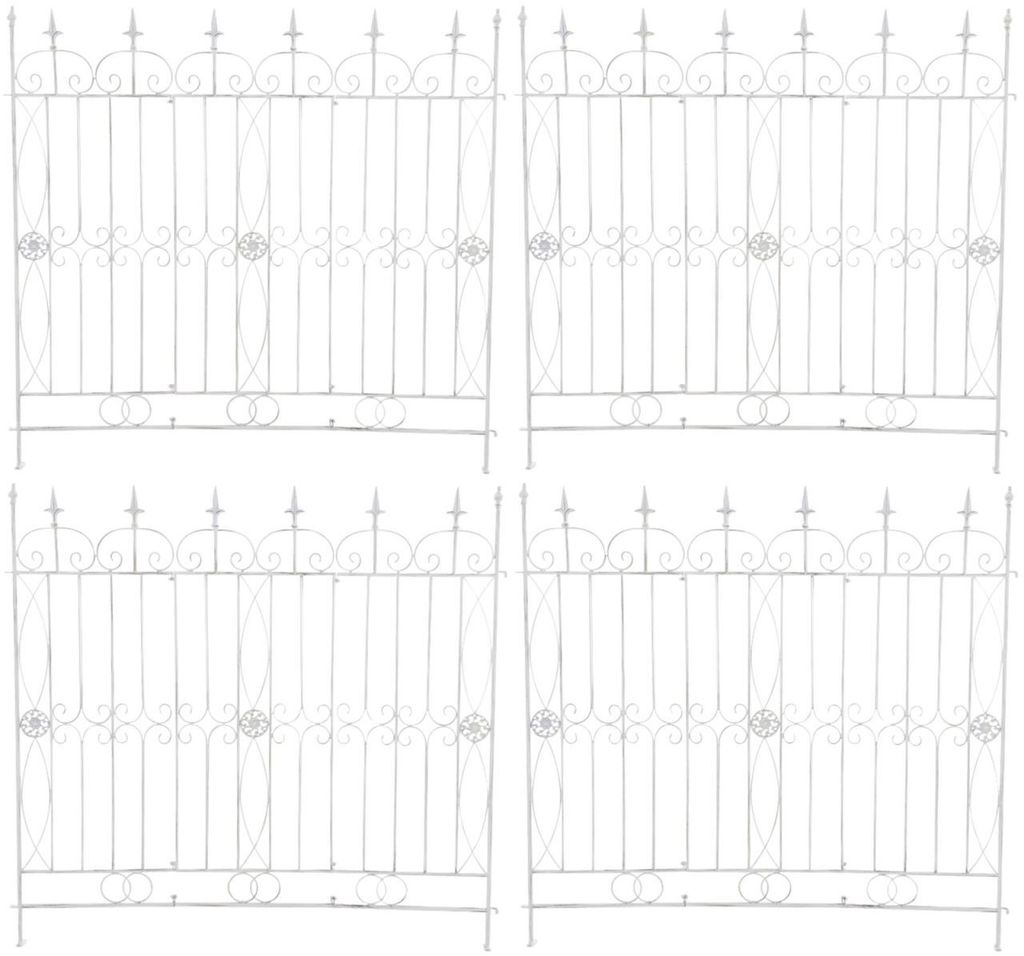 4er Set Gartenzäune Mangold antik weiß