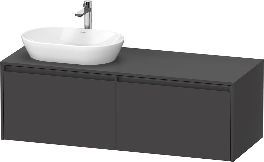 Duravit Ketho.2 Konsolenwaschtischunterbau wandhängend, Beckenausschnitt links, 1400x459x550mm, 2 Auszüge, K24888L49490000