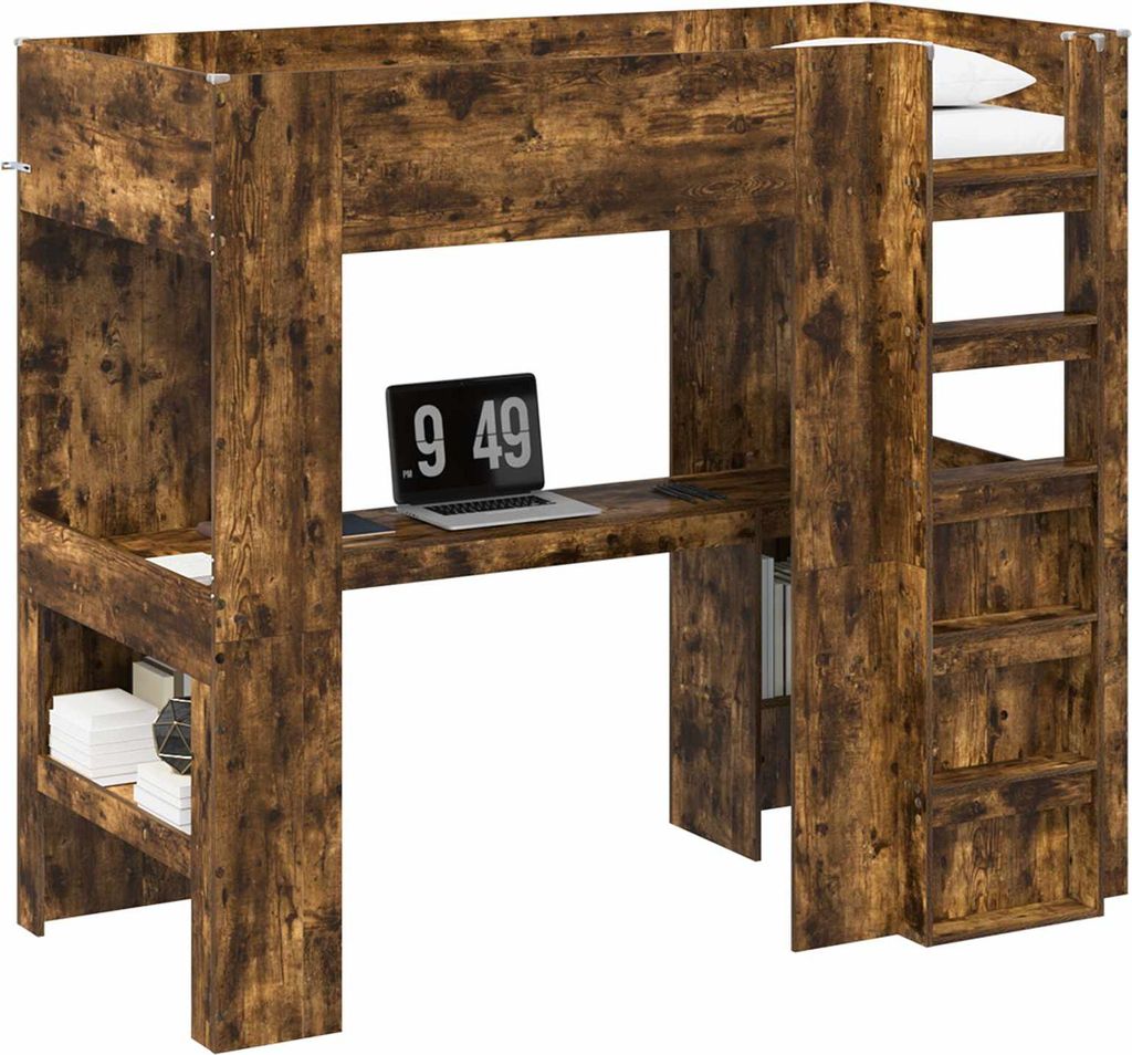 Etagenbettgestell mit Schreibtisch Geräucherte Eiche