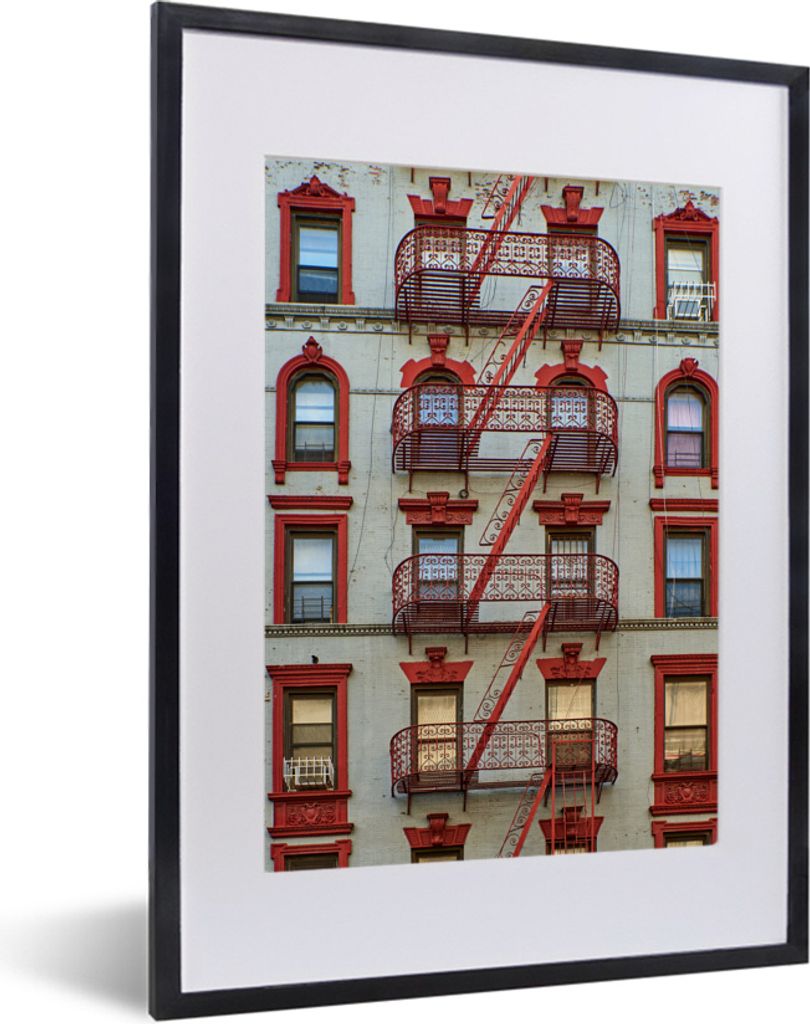 MuchoWow MuchoWow Gerahmtes Poster Wohnanlage in New York 30x40 cm - Poster mit zchwarzem Bilderrahmen - Wandposter Schlafzimmer