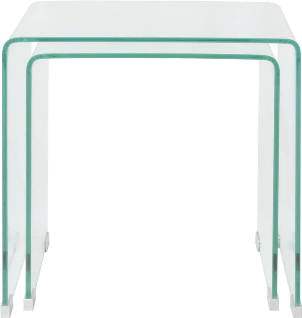 vidaXL Zweiteiliges Satztisch-Set aus gehärtetem Glas Transparent