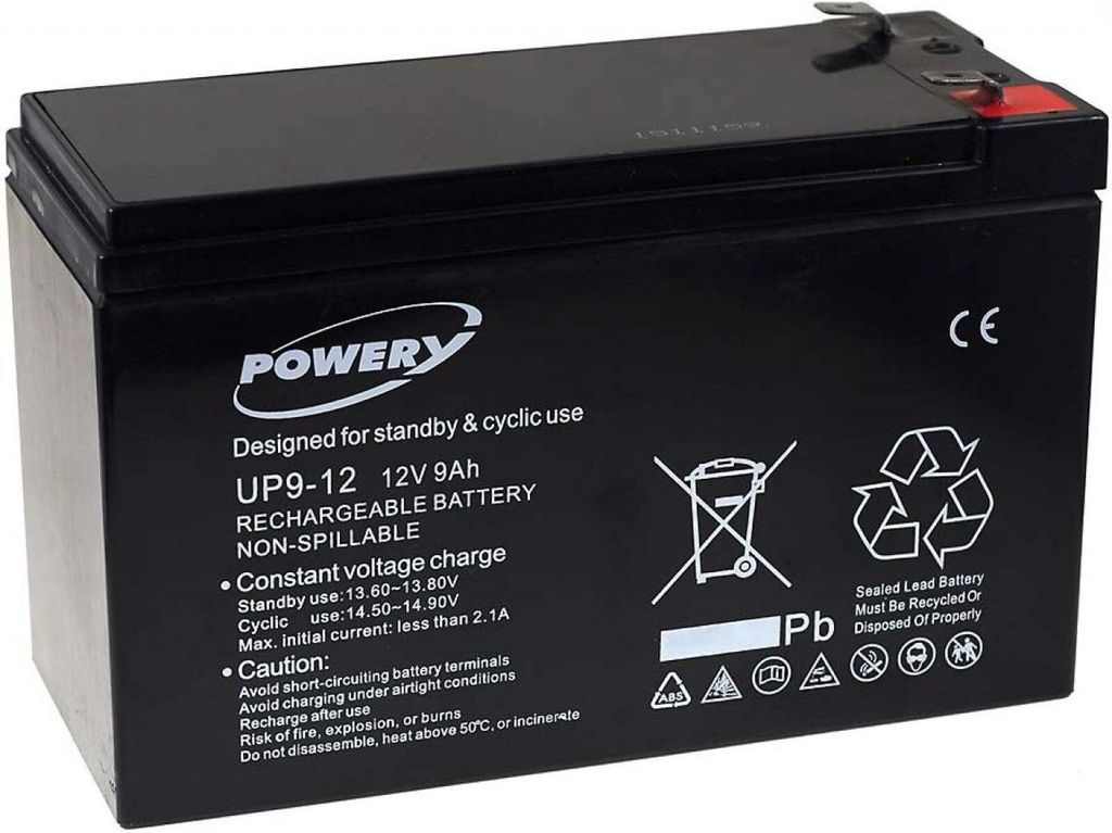 Powery Blei-Gel-Akku (multipower) für USV APC Back-UPS ES 700 9Ah 12V (ersetzt auch 7,2Ah / 7Ah)