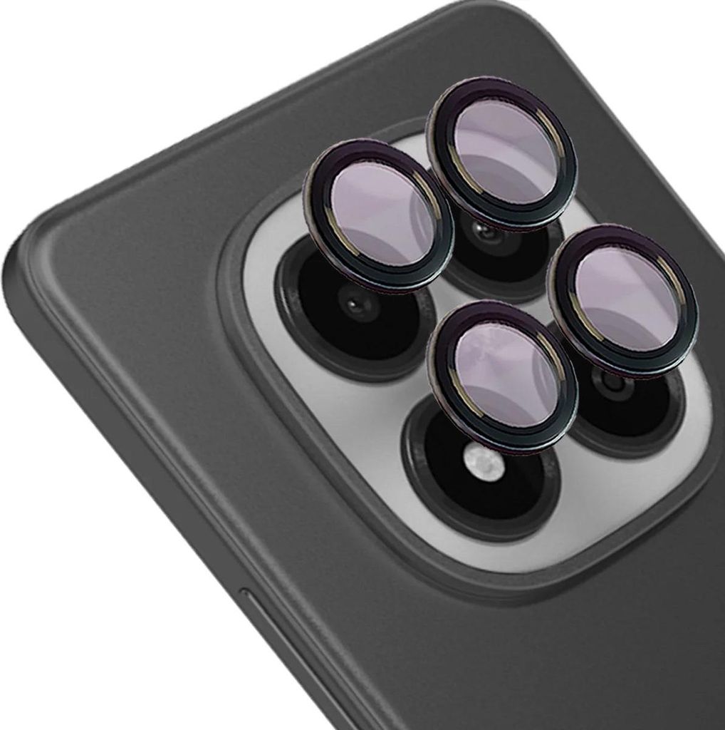 Glas für die Kamera für Xiaomi Redmi Note 15 Pro 4G, Bizon Glass Snap Lens, 1 Set, Schwarzer Rahmen