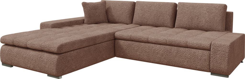 MIRJAN24 Ecksofa Orkan, Elegante Polsterecke, Schlaffunktion und Bettkasten, Eckcouch vom Hersteller (Farbe: Coral 45)