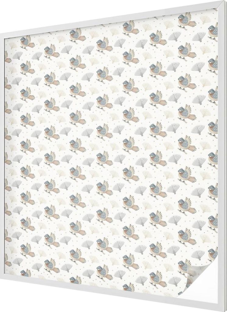 Buntglas Fensterfolie – 116x100 cm – Stained-Glass Design – blickdichte dekorative Sichtschutzfolie – selbstklebend, UV-Schutz – Vogelmuster
