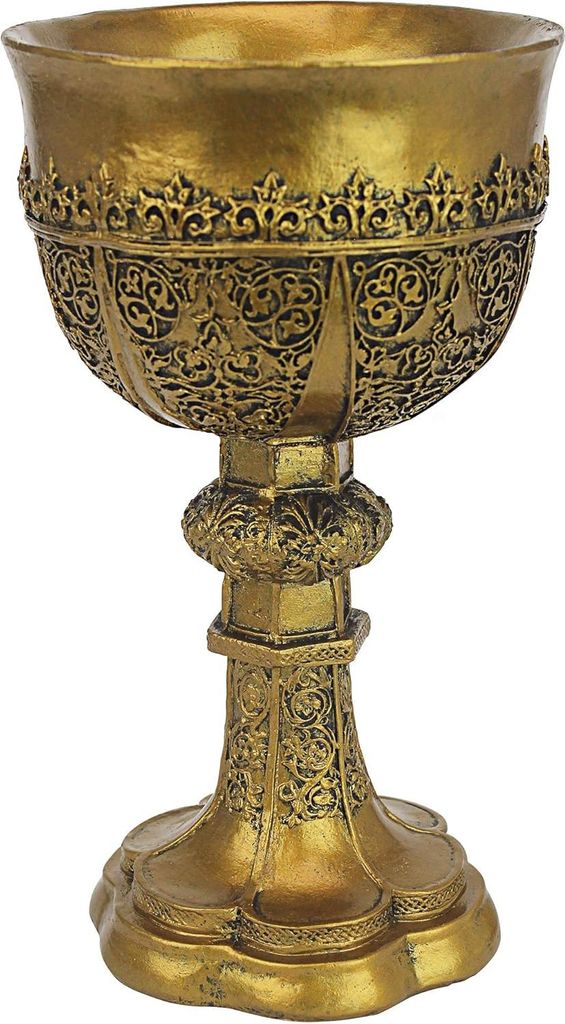 Goldene Artuskelch Skulptur - Gotisches Design - 1 Stück - Gold - 12,5 x 12,5 x 23 cm